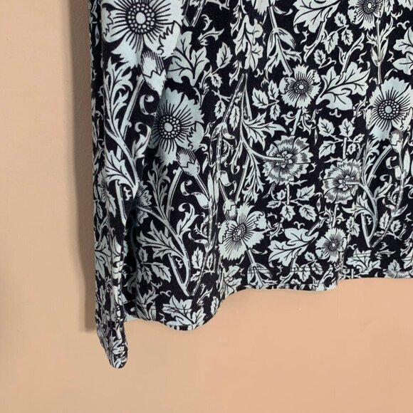 Talbots cotton stretch blend flower long sleeve fitted basic shirt top blouse - Picture 2 of 9